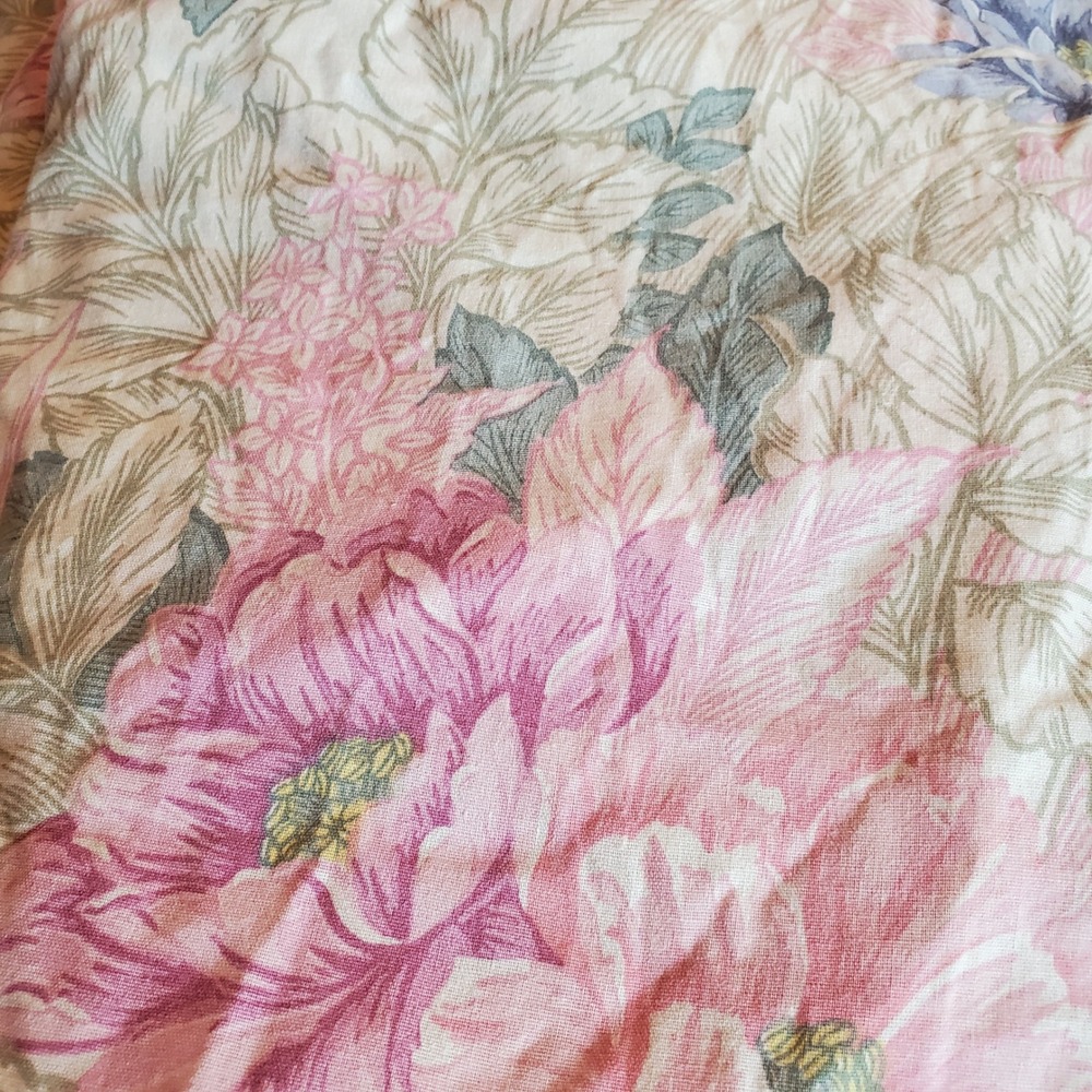 Vintage Cannon King Floral Fitted Sheet Pink Purple Botanical Cottagecore USA
